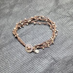 Retired & Rare Silpada Sterling Silver Bead Brown Silk Cord Bracelet B2084